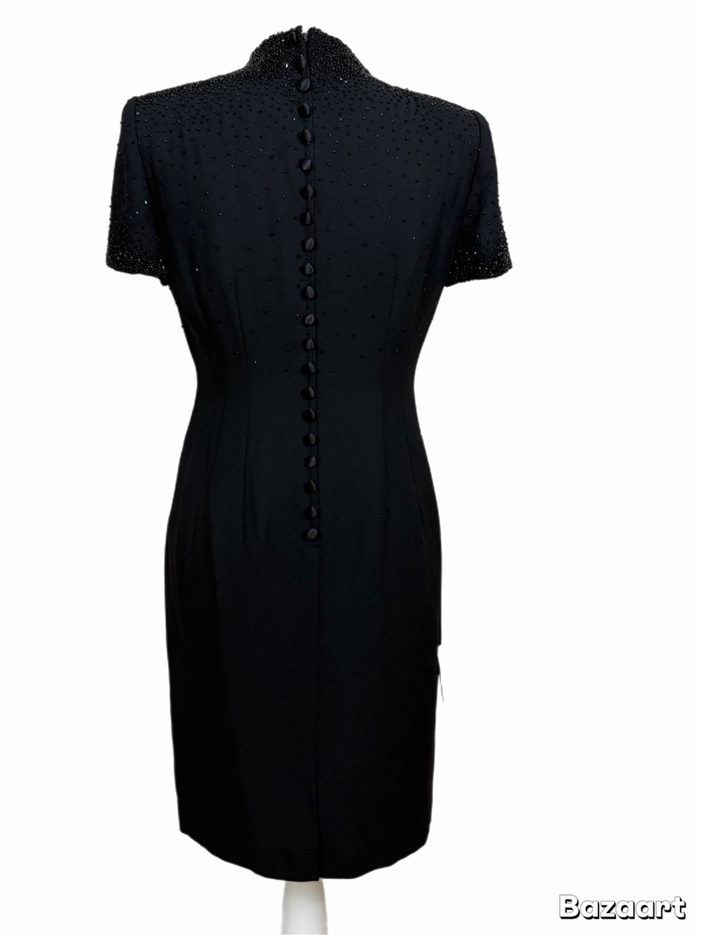 Donna Morgan Black Beaded Sheath Dress P4 NWT Career Cocktail Evening Lined - Picture 4 of 7
